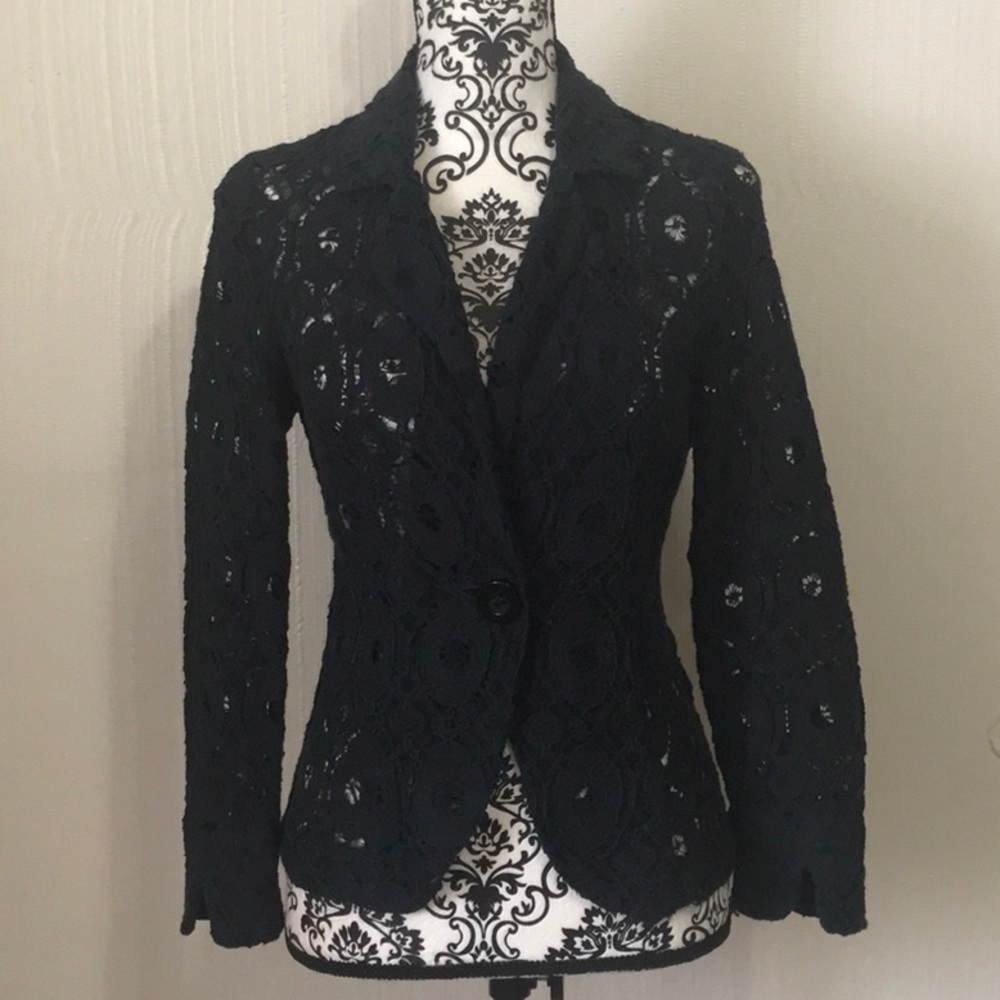 Cynthia Rowley navy lace blazer